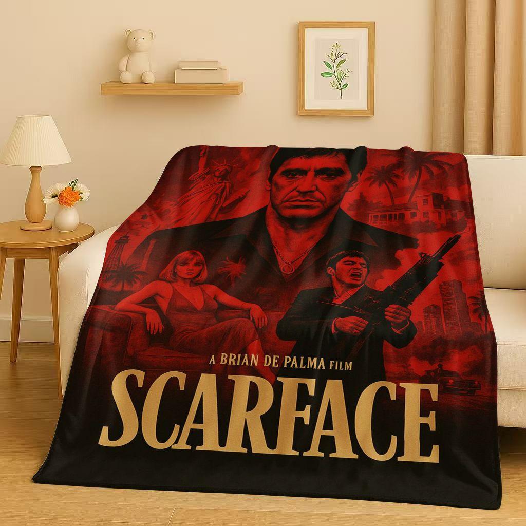 Classic Scarface Tony Gang Movie Flannel Blanket,Ultra Soft Plush Throw for Home Bedroom Bed Sofa Cover Office Picnic Kids Gift