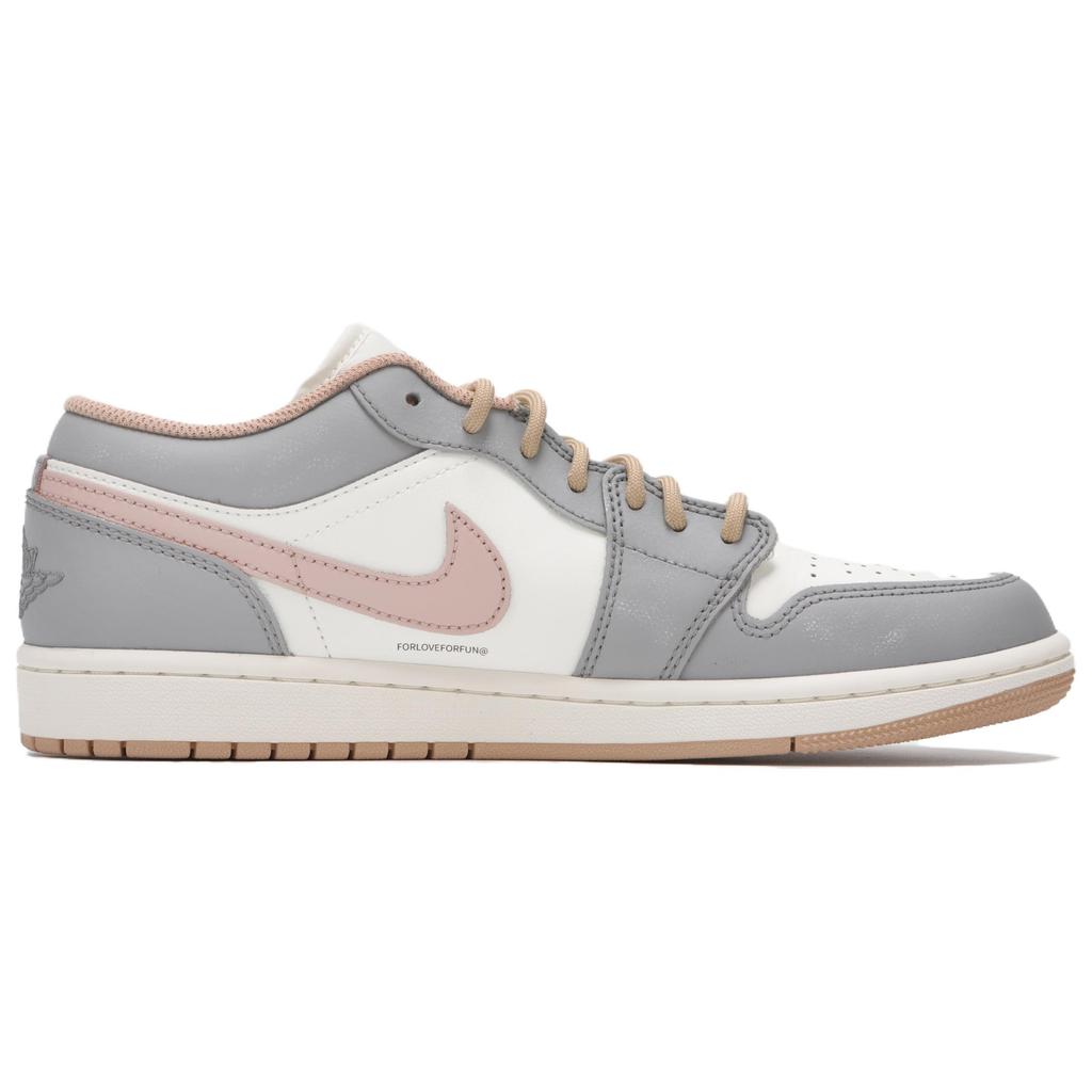 Jordan Air Jordan 1 Low top Vintage Basketball Shoes Men's Gray Pink 553558-169(Teamfour- )