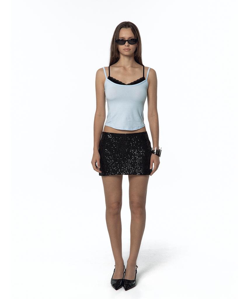 Kasiko Spangle Mini Skirt Black