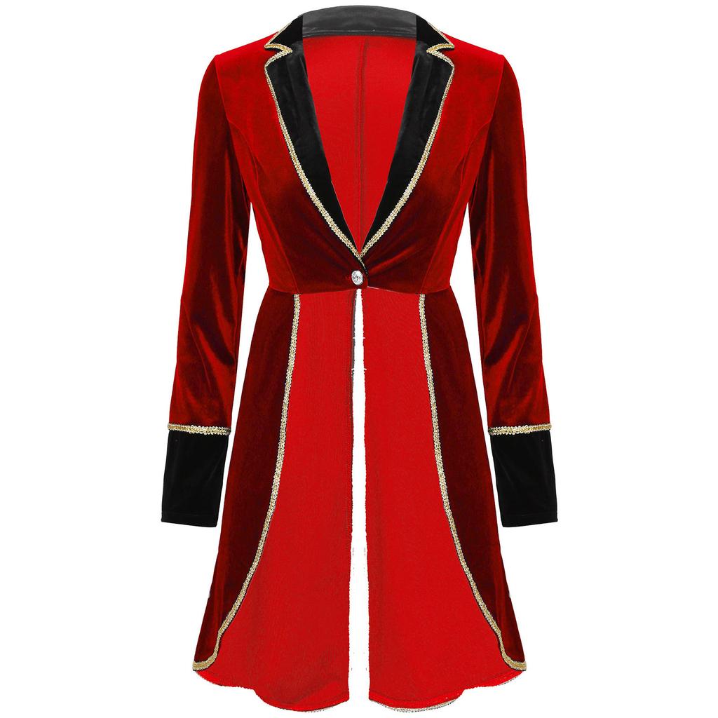 Cappotto da donna in velluto con code di rondine, giacca blazer casual a maniche lunghe con bavero, costume per festa di carnevale, cosplay
