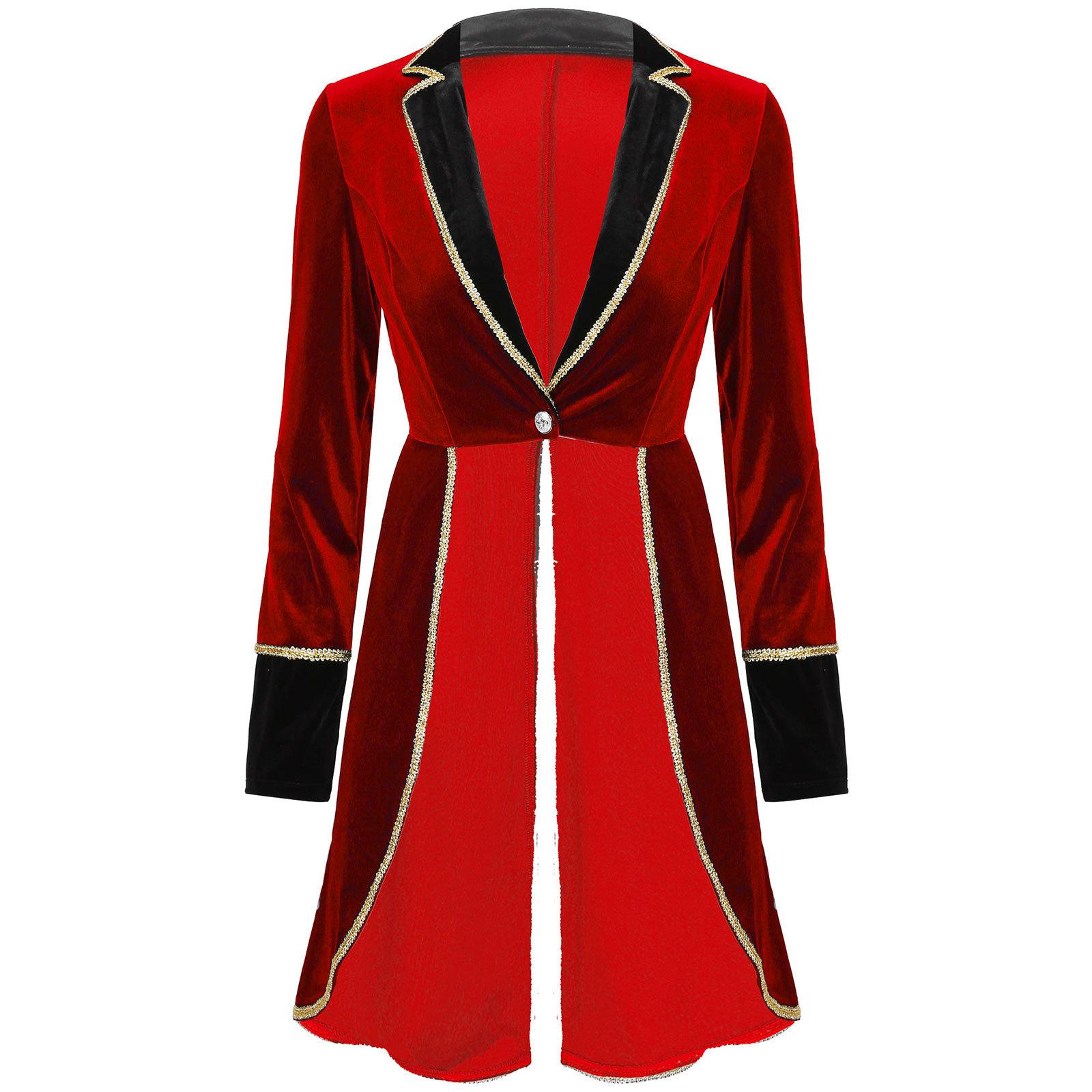 

Women Velvet Swallow Tailed Coat Casual Long Sleeve Lapel Blazer Jacket Carnival Cosplay Party Costume S червоний
