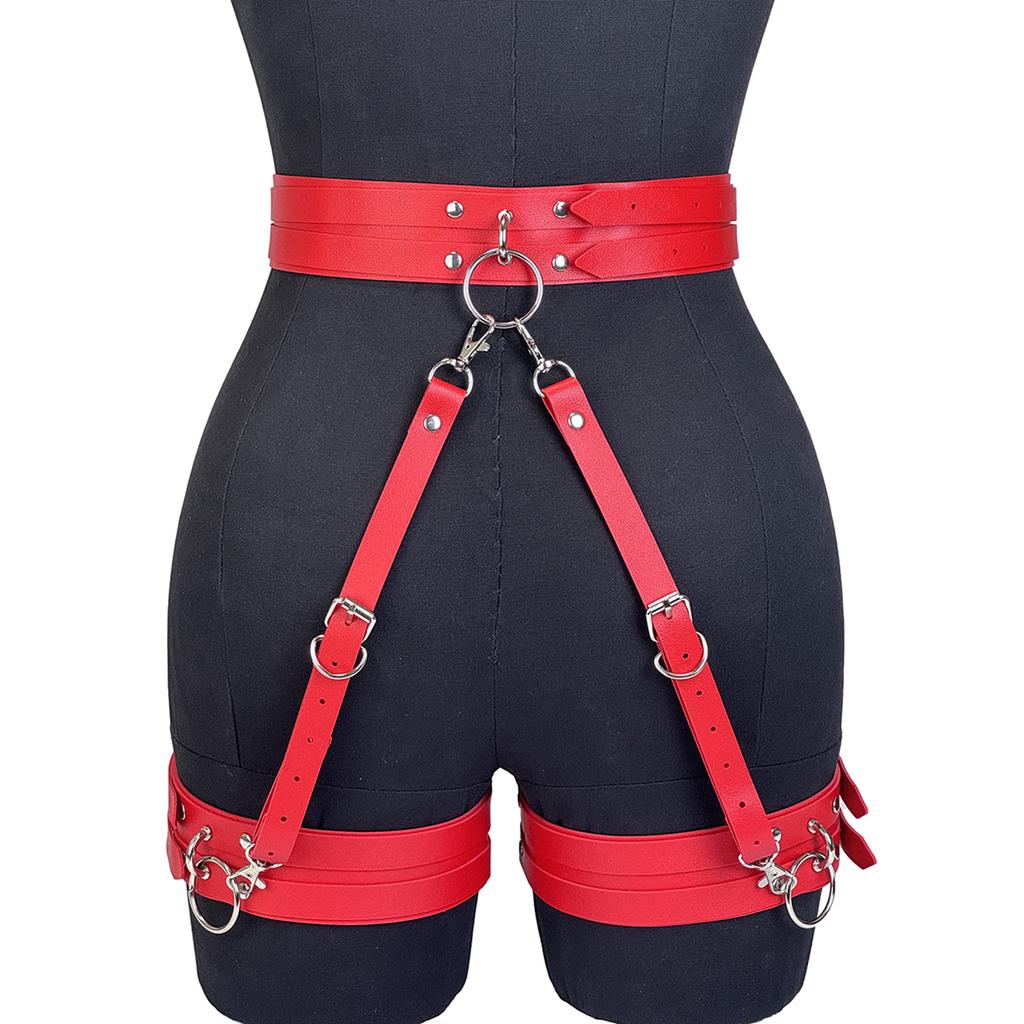 Women Fashion Pu Leather Belt Street Style Adjustable Garter Belt Cool Punk Gothic Exotic With Leg Jeans Decorative Accessory