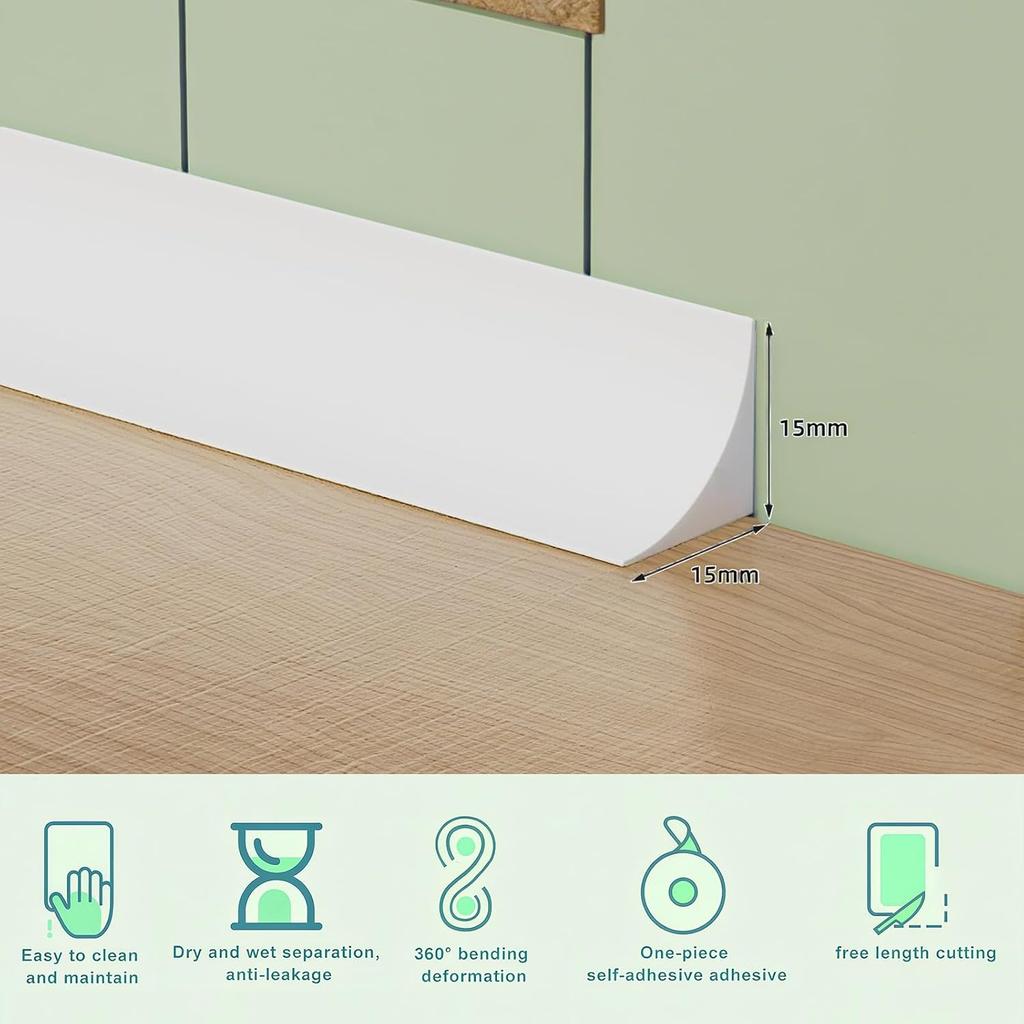 1PC 3/2/1M Quarter Round Molding Trim Peel and Stick Caulk Strip Flexible Shower Threshold Bathroom/Kitchen Countertop