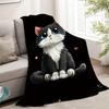 Cute Kitten Print Flannel Throw Blanket Soft Cozy Fleece for Home Office Sofa and Car All Season Fun Gift 72x100in