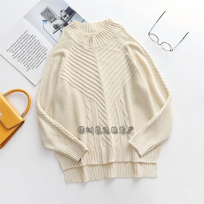 Women S Long Sleeve Crew Neck Knit Sweater Solid Color Casual Fall Winter