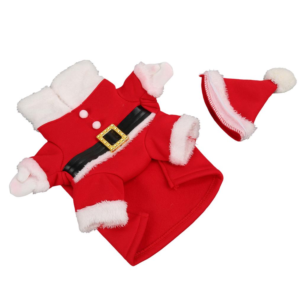 Dog Christmas Costume Warm Cute Skin Friendly Pet Puppy Christmas Suit with Hat for Daily Party Red White XL