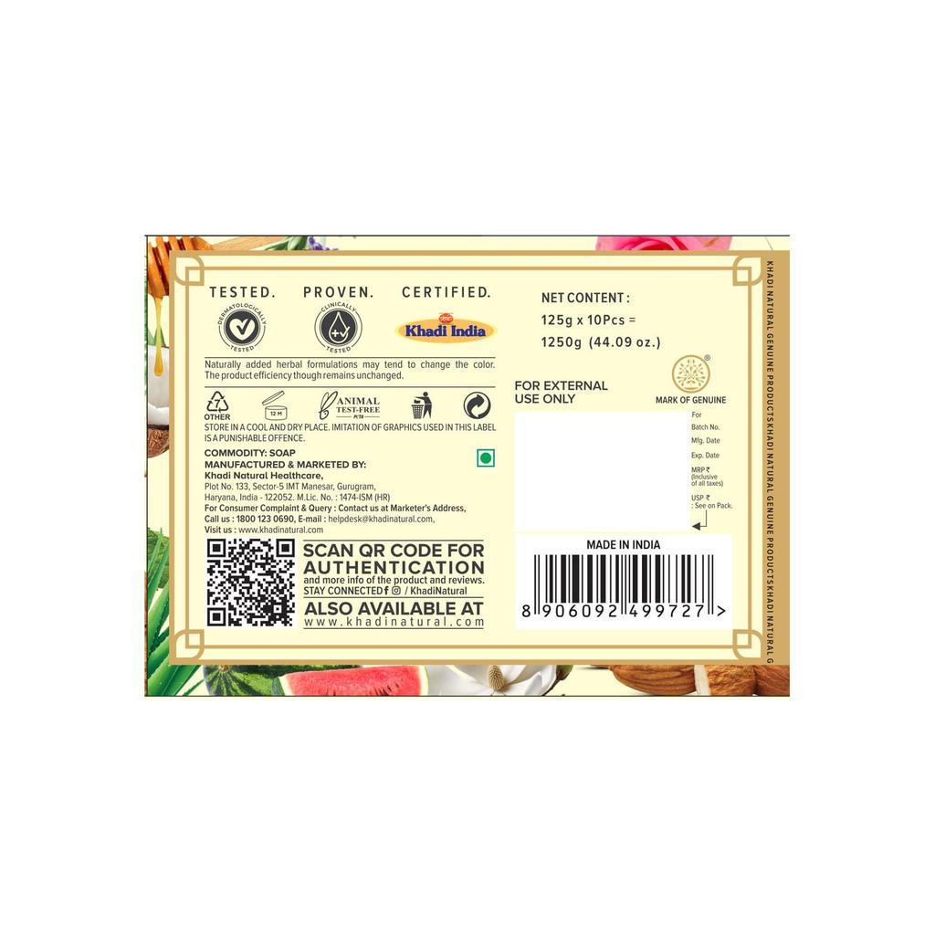 Khadi Natural Herbal Soap Gift Set 10 Soap Pack of 1 | Handcrafted Essential Oil Soaps | Gentle Natural Cleansing