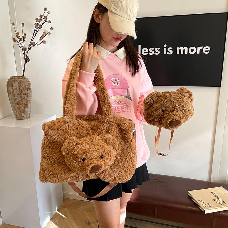 Autumn and winter popular niche cute doll shoulder bag women's new commuter leisure large capacity double shoulder hair bag