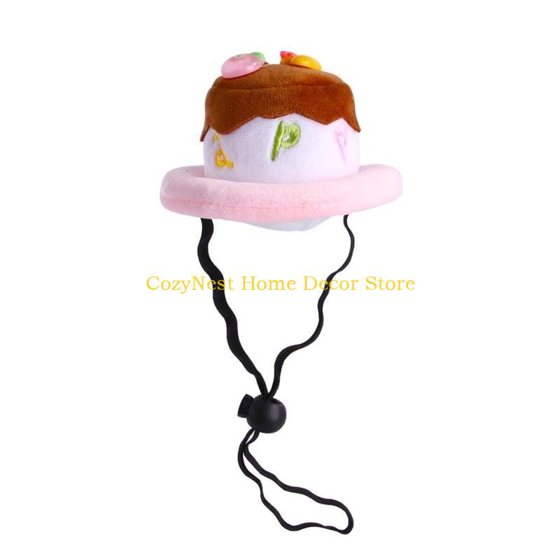 92MF Roleplaying Costume Pet Birthday Cake Hat for Cats Dogs Small Dog Party Headgears Hat for Birthday Pet Hat Headgears