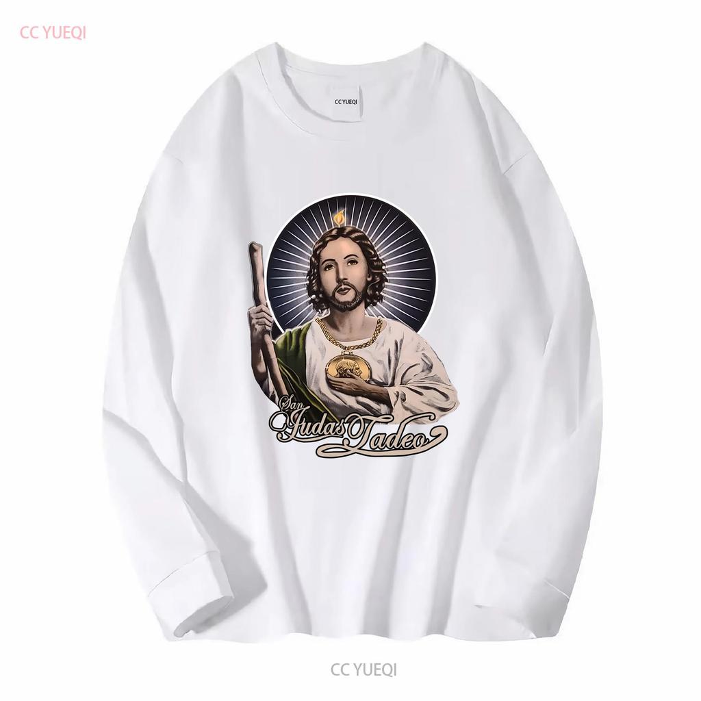 San Judas Tadeo Saint Jude Apostle Religious Thaddeus T Shirt Long Or Short Sleeves Vintage Washed Soft Top For Everyday Wear
