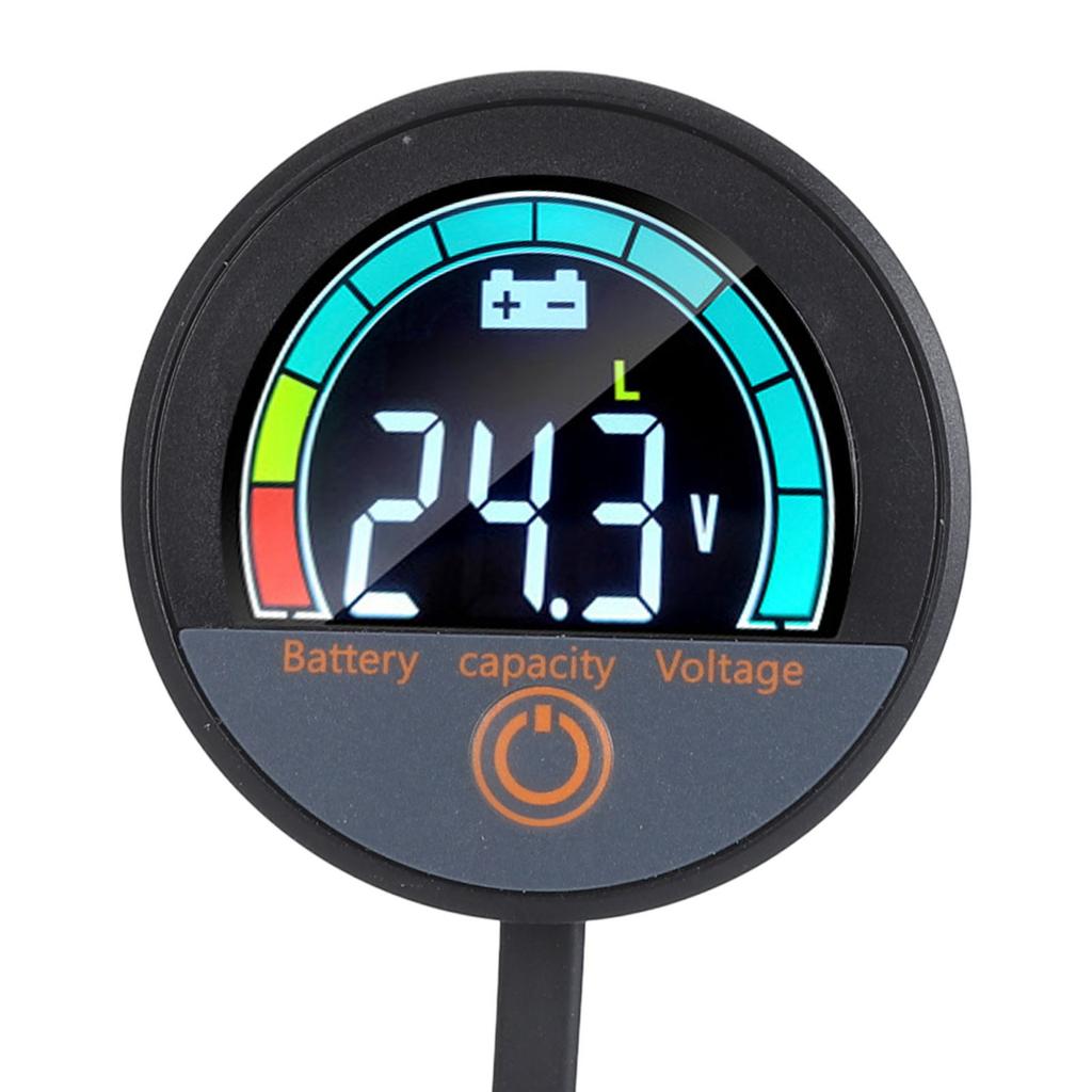 Round Energy Meter Embedded Mount Digital LCD Display Battery Capacity Voltage Monitor for