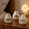 Decorative Table Ornaments Love/You/Mom Pear Sculpture, Resin Figurine, Vintage Style Living Room Accent Pieces Mother Birthday Ornament for
