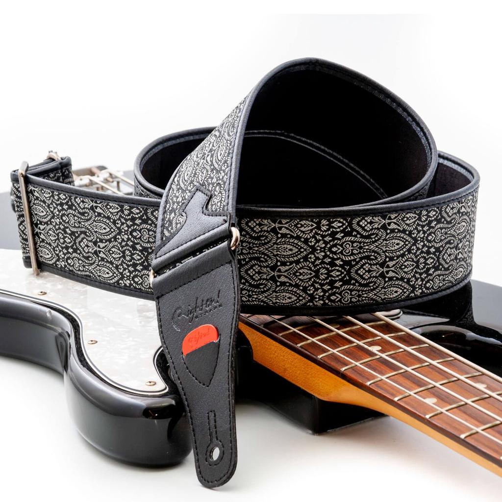 Straps 6cm CORDOBA BLACK RightOn! Guitar/Bass Strap, Wide, 90-150cm,
