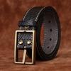 Thickened Retro Embossed Trend Versatile Leather Belt Men'S First Layer Cowhide Bison Leather Pattern Jeans Belt Men'S
