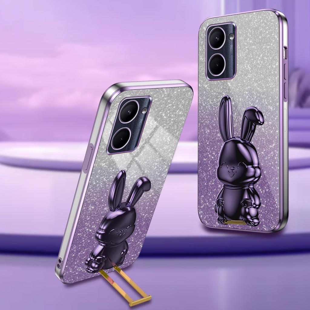 For Realme C33 4G/C33 2023 4G Rabbit Phone Case Support Kickstand PC+TPU Protective Cover