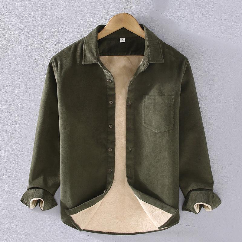 

Зимові теплі чоловічі топи Повсякденна сорочка Вінтажна вельветова Довгий рукав Потовщена чоловіча сорочка Однотонна квадратна Бавовняна флісова сорочка XXXL темно-зелений колір