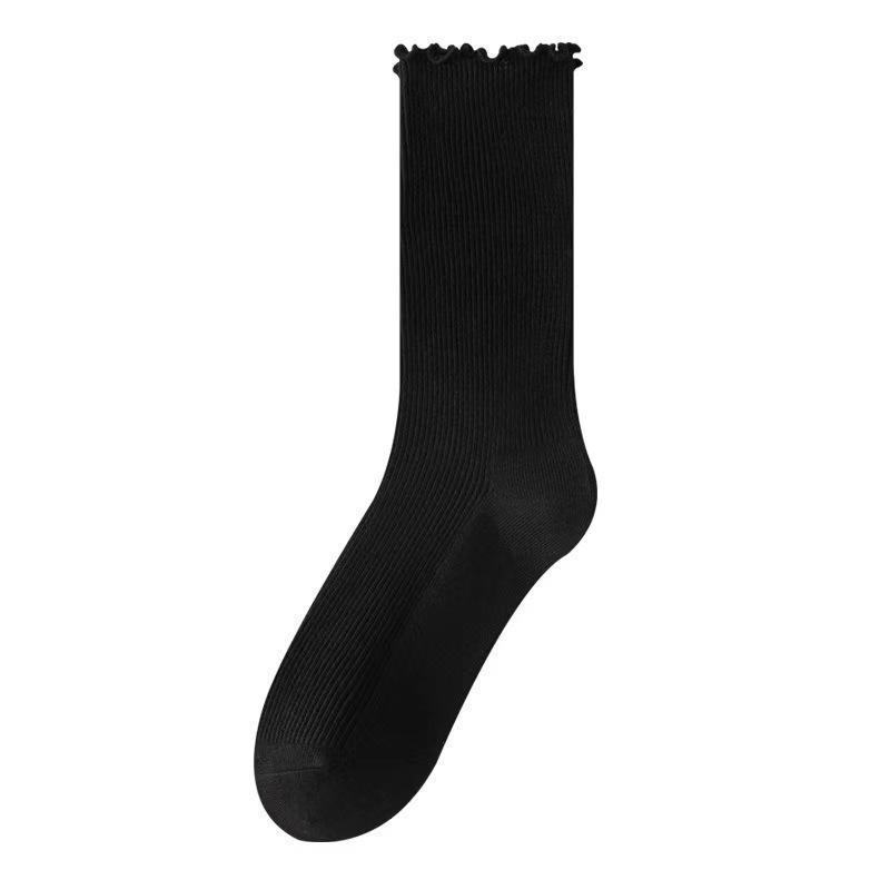 Women's Mid-Calf Ruffled Edge Socks, Autumn Japanese Style, Preppy Sweet Slouch Socks for Mary Jane Shoes