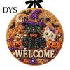 Wall Hanging Decor Halloween Faux Pearl Door Sign Kit, Ghost Skull Skeleton Cat Welcome DIY Painting Art Crafts Handmade Arts for Decoration Set