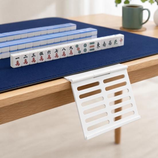 Mahjong Card Holder for Table 3D Printed Angled Viewing Display Rack Under-Mat Slide-in