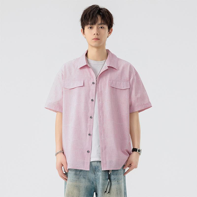 Minimalist Shirt, Summer Loose Short Sleeved, Lapel, Hong Kong Style Couple Plus Size Shirt