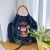 Trendy Large-Capacity Japanese-Style Nylon Embroidery Shoulder Bag for Women
