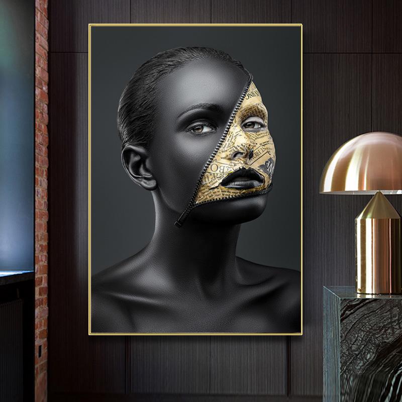 Modern Sexy Nude Girl Black Golden Art Nordic Posters and Prints Canvas Painting Wall Art Pictures For Living Room Cuadros Decor