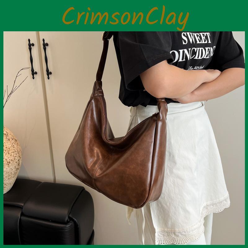 Dumpling Crossbody Retro Bag Stylish Square Bag Women Zipper Closure Casual Use