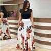 Floral Print Patchwork Short Sleeve Bohemian Dress Women Summer Dress O Neck Big Swing Long Dresses