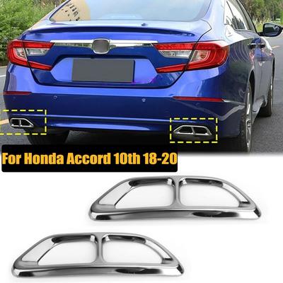 For Honda Accord 10th Gen Exterior Rear Exhaust Muffler Tip End Pipe Decorate Cover Trim Sticker 2018   Car Accessories