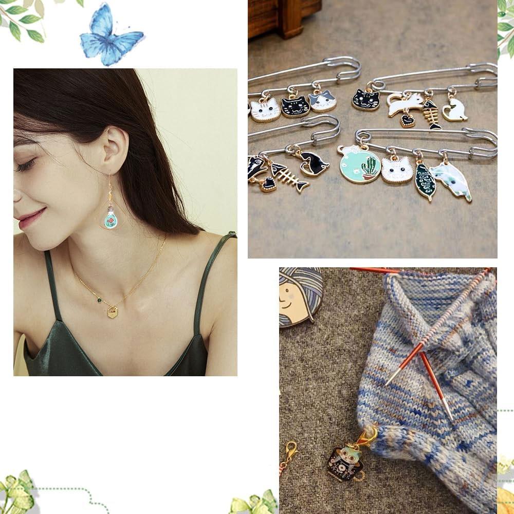 4/8/12pcs alloy enamel pendant light bulb pendant, cute cat fish moon pendant metal pendant jewelry beads DIY craft accessories