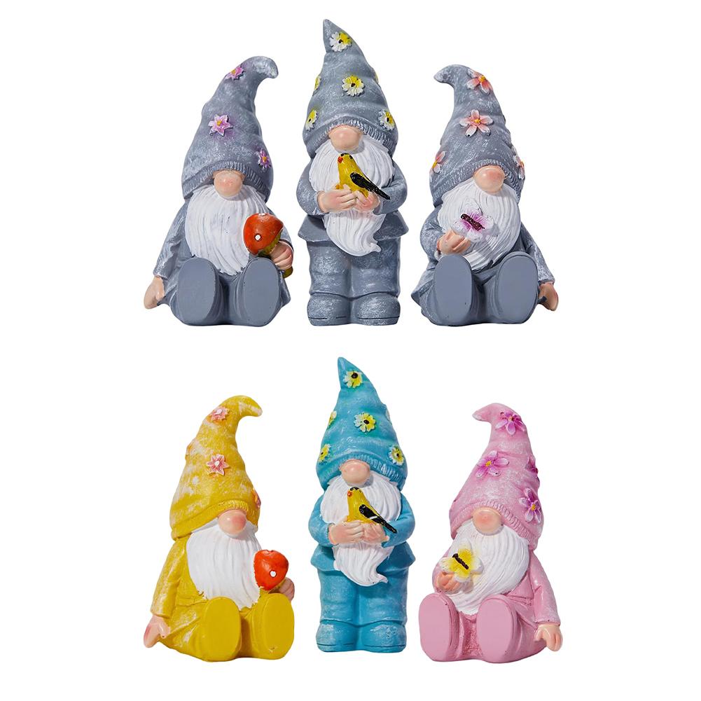 3Pcs Resin Garden Gnome Statue Outdoor Gnome Ornament Garden Gnome Statue Set for Patio Lawn Yard Home Tabletop Decoration