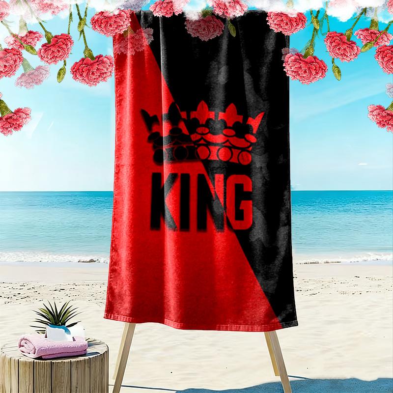 King or Queen Print Beach Towel, Large Soft Quick Dry Towel for Beach Camping Swimming