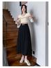 High-Grade Pleated Grey Skirt for Petite Women - High Waist, Mid-Length, Spring & Autumn 2025