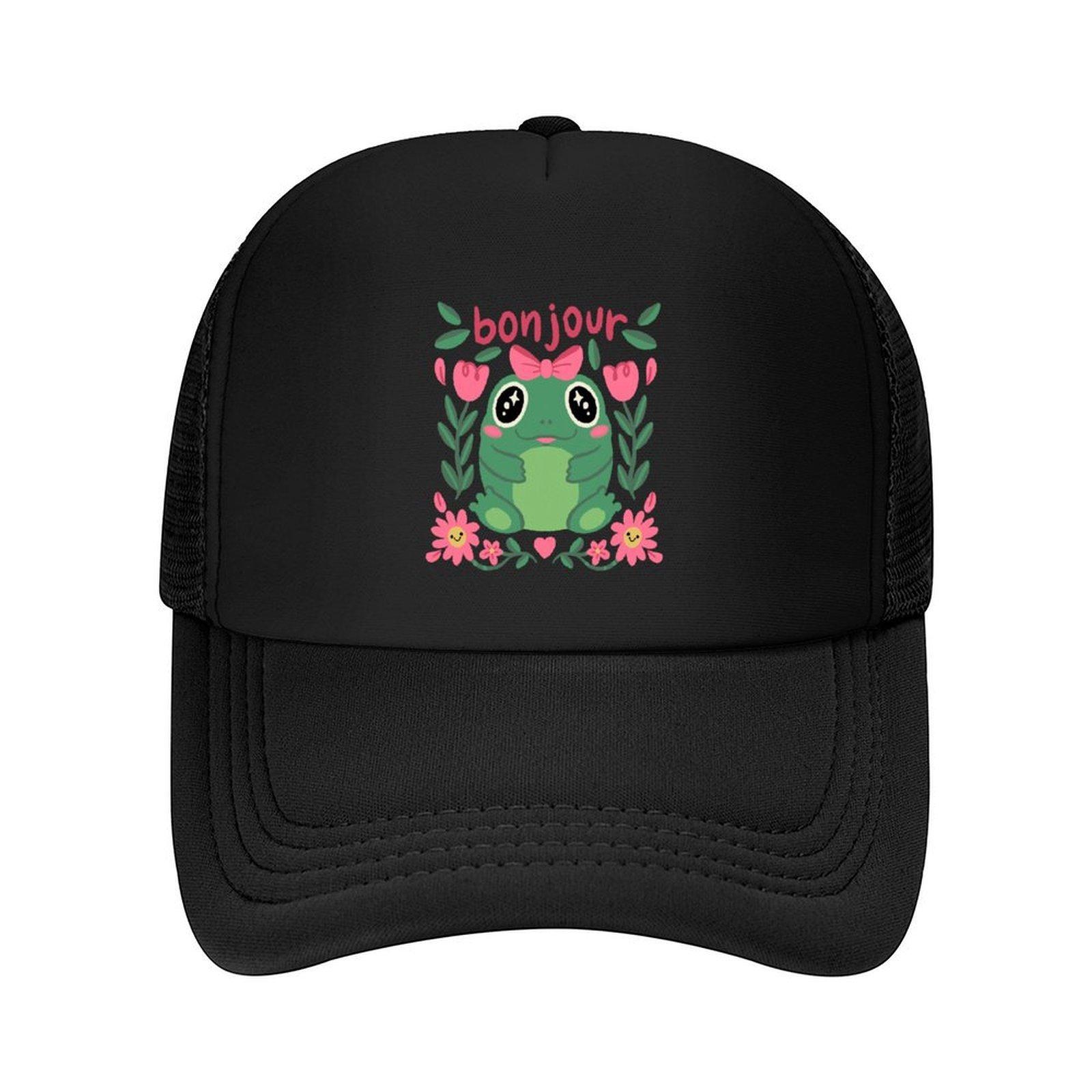 Cute Frog Bonjour Baseball Cap foam party Hat funny hat Unique hats Snap Back Hat For Girls Men s