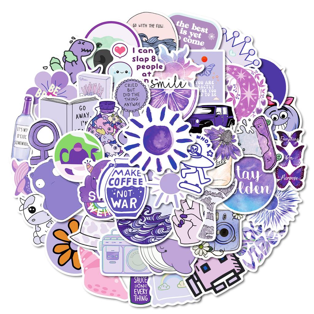 50 Purple Personalized Hand-Painted Graffiti Stickers Pp Waterproof Decorative Graffiti Stickers Diy Luggage Flat