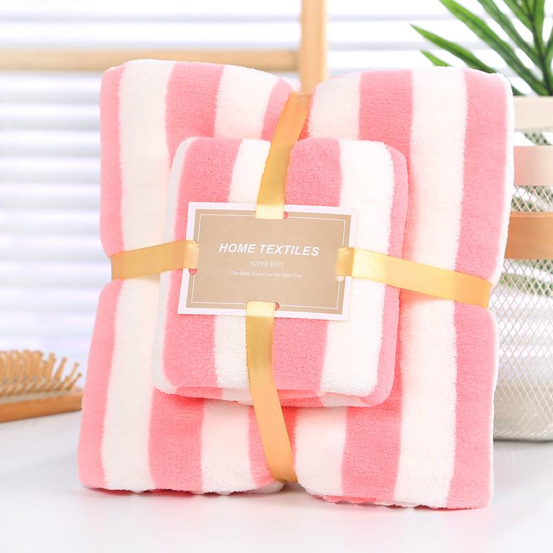 Coral Fleece Hemming, Wide Strip Towel, Towel Combination, Mother and Child Towel, High-density Water Absorption, Enlarged and Thickened