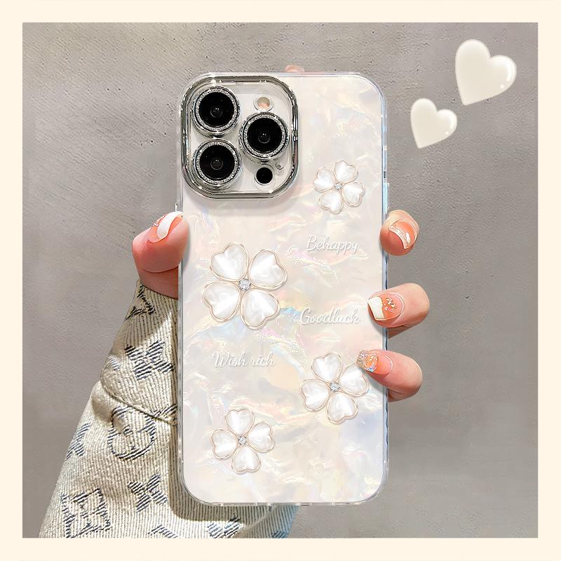The Four-leaf Clover Bracelet Is Suitable for Apple 17promax Mobile Phone Case Iphone16 Series High Value.