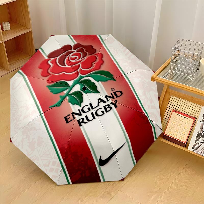 Stampa Rugby Inghilterra Auto 8?Ombrello Pieghevole con Stecche Resistente al Vento Leggero Ombrello Automatico per Viaggi Quotidiani