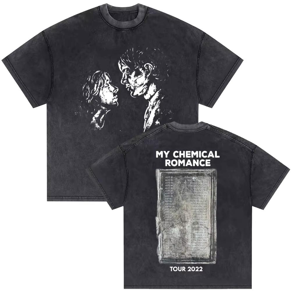 2026 Washed Vintage My Chemical Romance 2007 Tour T Shirt Men Women Parade Punk Emo Rock Band T-shirts Gothic Cotton Oversized T-shirts