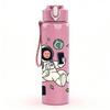 1PC Cartoon Astronaut Floating In Space 750ml Color Plastic Sports Water Bottle Leakproof Flip Straw Lid For Sports Office Home Use