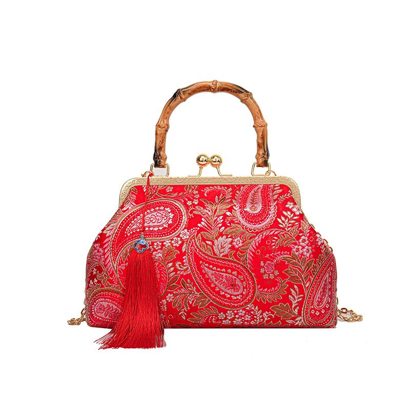 Wooden bags for women designer vintage bags fringe shoulder bag for ladies crossbody bag with chain