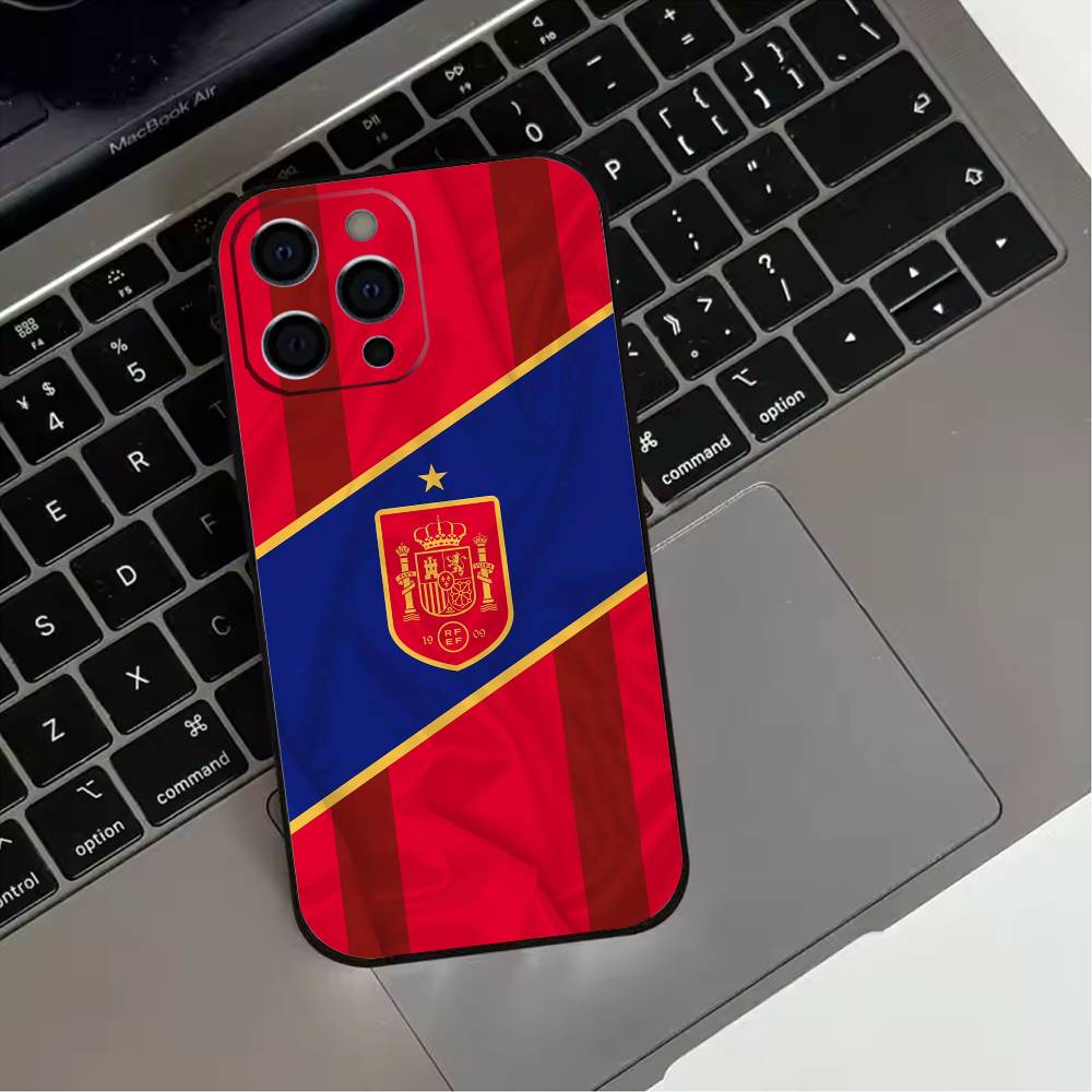 Spanish National Flag  Phone Case For iPhone 17,16,15,14,13,12,11 Plus,Pro Max,XS,Soft Silicone Black Cover