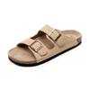 Leather Classic Adjustable Double Strap with Cushioned Footbed for Summer Cork Slides