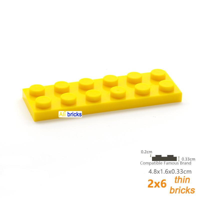 10pcs/lot DIY Blocks Building Bricks Thin 2X6 Educational Assemblage Construction Toys for Children Size Compatible With Brand