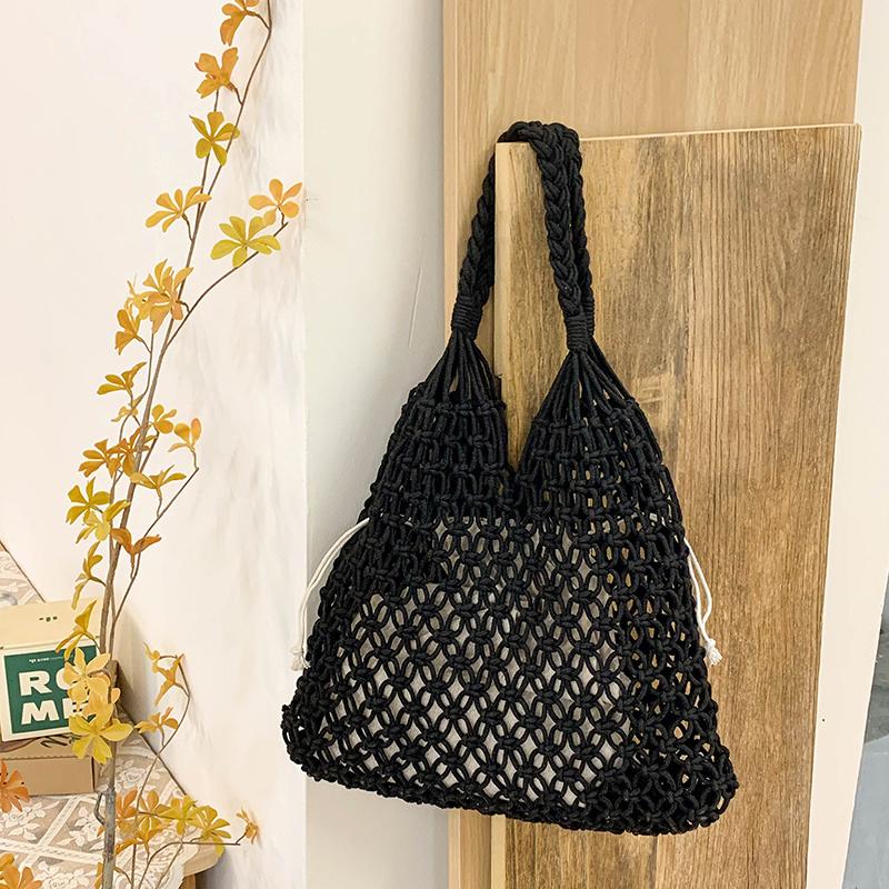 

Yogodlns Women Large Capacity Handbag Totes Hollow Out Shoulder Bags Vintage Travel Beach Bag Shopping Pack 35x2x36cm чёрный