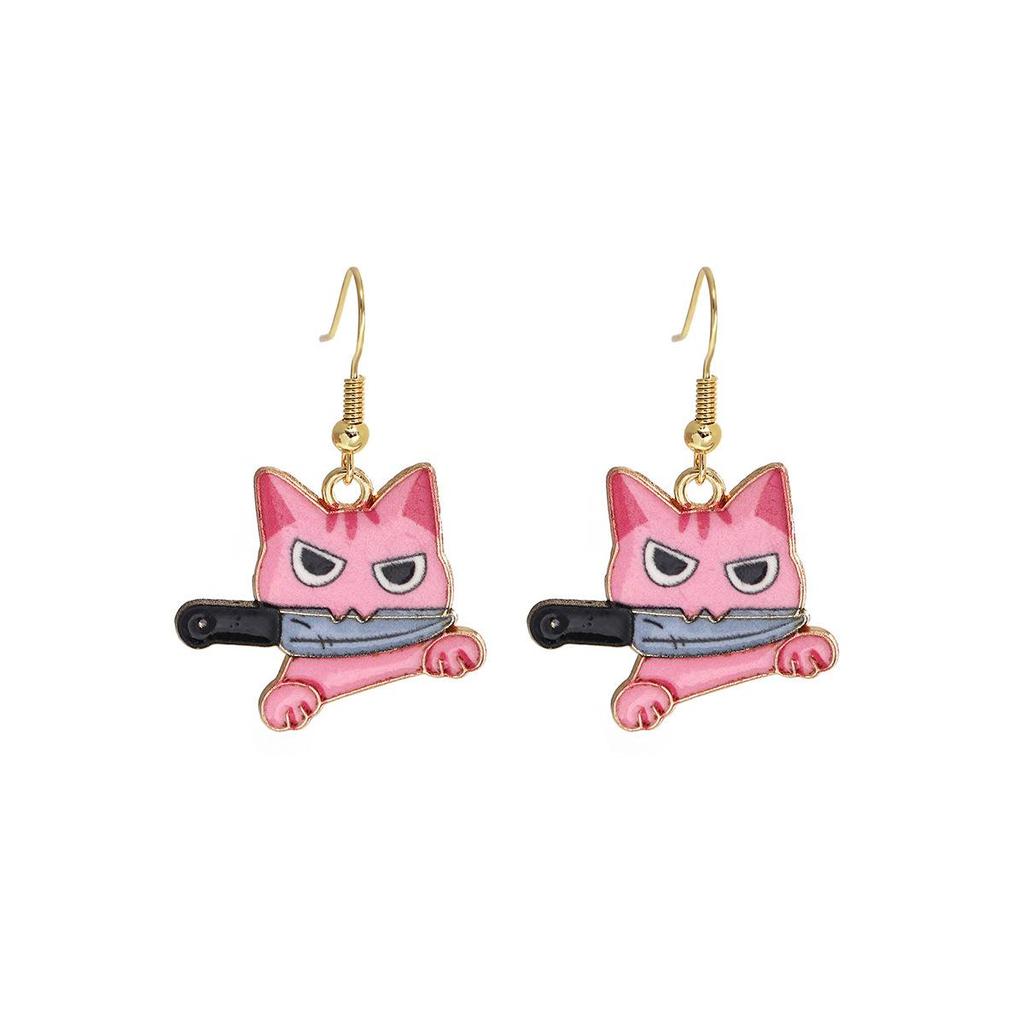 Cute Cartoon Kitten Earrings - Fun, Creative, and Fashionable Animal Drops In Japanese and Korean Styles for European and American Tastes.