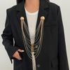 Geometric Multi Layer Metal Tassel Brooch Long Multi-layer Chains Pin Pins Clip  Banquet Party