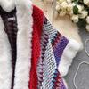 Chic Ethnic Style Color Collision Shawl Sweater Jacket Women Patchwork Soft Warm Hairball Cape Cloak  Knitted Cardigan