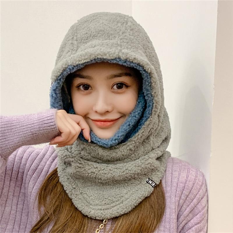 3-in-1 Women Hat Thick Fleece Hat with Ear Flaps Facemask Outdoor Hat Furry Caps Windproof Hat Hiking Running Headwear