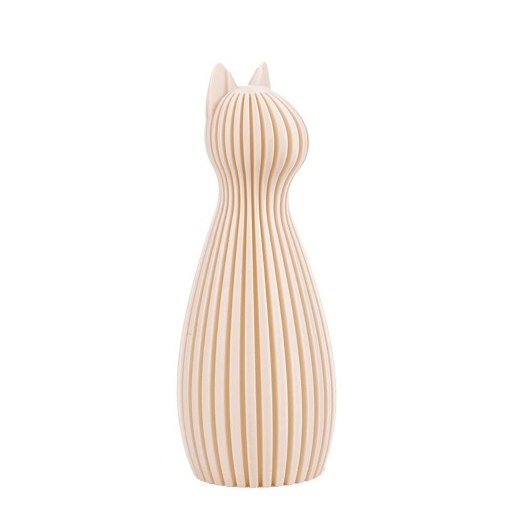 3D Printed Cat Statue Stripe Texture Pray Girl Sculpture Minimalist Tabletop Ornaments Home